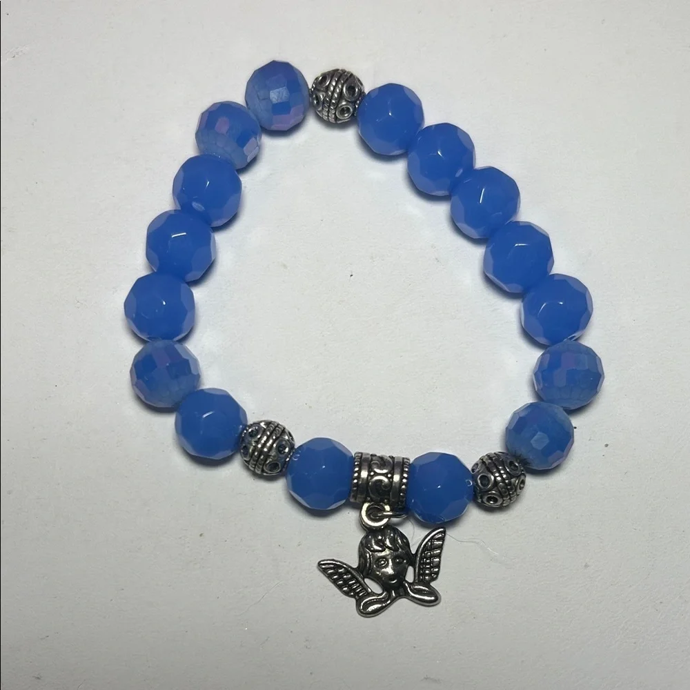 Chic Blues & Silver Angel Charm Bracelet Set